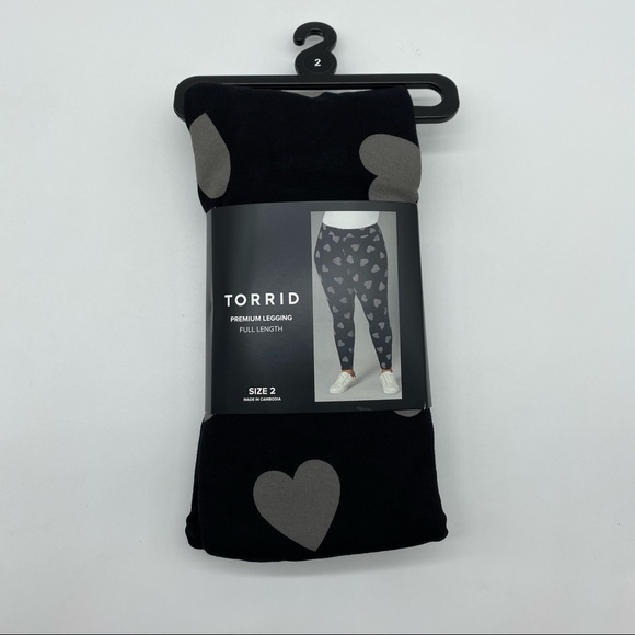 Torrid Women’s Plus Size Grey Hearts Premium Legging Size 1X 2X - Picture 9 of 10